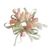 Elástico de Cabelo Cruzado Estilo Novo Primavera e Verão Malha Dupla Face Tulipa com Laço de Pérolas, Visual de Alta Qualidade, Elegante e Moderno