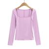24127-24 Invierno Nuevo Estilo Europeo y Americano Spice Girls Falso Dos Piezas Costura Casual Tirantes Manga Larga Camiseta Base