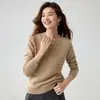 Suéter de Tricô Gola Redonda Bai Cai Veludo Cashmere 2026 Outono Inicial Novo Suéter Versátil de Textura Macia