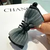 Exquisito pasador de pelo estilo coreano con pequeño lazo y pedrería, pasador banana accesorio para el cabello, pasador de pelo elegante y versátil