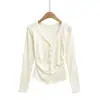 Ropa de Mujer al por Mayor Transfronteriza Estilo Europeo y Americano 2026 Primavera Nuevo Cardigan de Punto de Color Sólido con Cuello en V Camiseta de Manga Larga