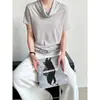 Ns Design Top de Cuello Alto Minimalista Versátil para Mujer Verano 2025 Tencel Cuello de Caída Manga Corta Camiseta Fina 2901