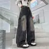 Jeans azul claro de pierna curva para mujer, nuevo estilo primavera/otoño 2026, cintura alta americana, holgados, de pierna recta, adelgazantes, de pierna ancha, pantalones con forma de media luna
