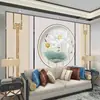 Nuevo Estilo Chino Fondo de Pared Circular para Sofá Papel Tapiz Lujo Accesible Zen Revestimiento de Pared Salón de Té 8D Salón de Belleza Mural Papel Tapiz Decorativo