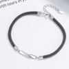 Anillo mobius chapado en plata de ley 925 pulsera de pareja para niños y niñas un par de cuerda de mano tejida estilo coreano joyas ins regalo
