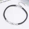 Anel Móbio em Prata de Lei S925 Pulseira de Casal para Homens e Mulheres, um Par de Pulseiras Trançadas, Joia Estilo Coreano Ins Presente