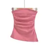 Top de tubo puramente seductor y sexy sin hombros para mujer, top sin mangas sexy de verano para chica caliente, ajustado, fruncido, con abertura irregular