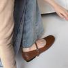 Sapatos Mary Jane Planos Estilo Francês 2025 Outono Nova Moda Bico Quadrado Raso Slip-On Fivela Sapatos de Vovó para Mulheres