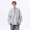 Sudadera retro americana con media cremallera, tachuelas, hombrera deconstruida para hombre y mujer, estilo high street, nueva primavera/otoño 2026, manga larga holgada