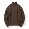 Yidao Vintage 25 Otoño/Invierno Nuevo Retro Americano Simple Color Sólido Tejido Trenzado Suéter Pulóver de Media Cremallera con Cuello Alto