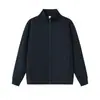 Chaqueta cárdigan de otoño e invierno de 380 g con patrón de diamantes y estructura de capa de aire, cuello alto, top unisex de color liso hecho a medida con estampado de logotipo