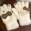 Nuevos Guantes de Gato a Cuadros Literarios Retro para Mujer Invierno 2025 Nuevos Cálidos de Cinco Dedos Estudiante Ciclismo Protección contra el Frío