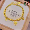 Pulsera con Incrustaciones de Diamantes del Dios de la Riqueza, Mismo Estilo que el Libro Rojo, Pulsera Dorada con Arena de Nuevo Diseño a la Moda, Joyería Retro Estilo Chino