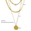Estilo de Moda de Venta Caliente Transfronteriza Europea y Americana Colgante de Disco de Moneda Cadena de Hueso de Serpiente Conjunto de Collar de Tres Capas Collar de Alta Gama para Mujer
