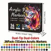 Marcadores Acrílicos Coloridos de 72 Cores, Ponta Dupla, Duas Cores, para Graffiti DIY, Ponta Macia, Não Desbota, Camadas, e Canetas de Contorno