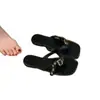 Hebilla de Cinturón de Inspiración Francesa Sandalias Planas Negras para Mujer, Chanclas de Tira con Suela Suave para Verano Casual