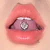 Piercing para Lengua de Zirconia Microincrustada Geométrica, Joyería para Lengua de Acero Inoxidable con Zirconia Incrustada en Cobre, Joyería de Piercing Anillo para Lengua Deslumbrante, Venta al por Mayor Yiwu