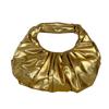 Bolsa feminina Nova Bolsa de Nuvem PU de Metal Brilhante Moda Design Plissado Bolsa Estilo Europeu e Americano Bolsa de Mão Feminina