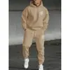 Conjunto Esportivo Masculino com Estampa de Letras Moda Casual Primavera e Outono Moletom com Capuz e Calça Longa Conjunto de Duas Peças