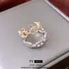Anillo Abierto de Cerdo Nariz Dorada Real de 14K, Diseño Europeo y Americano, Anillo de Dedo Índice Nicho, Joyería Simple y de Alta Gama