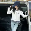 Top casual de cuadros patchwork de manga larga para niños mayores, nuevo estilo primavera y otoño, cárdigan dulce y lindo con lazo para niños mayores