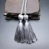 Cortina Vertical de Seda de Hielo de 54 cm con Borla Doble y Cordón de Ajuste Borla de Poliéster