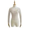 Início do outono novo laço costura manga comprida top colarinho feminino falso de duas peças slim curto t-shirt s20977