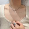 925 Cadena de Lana Cruz Taiyin para Mujer Retro Corta de Lujo Ligero Collar ins Diseño Sencillo de Nicho Elegante Celebridad de Internet