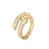 Anillo de Serpiente para Mujer Completo de Diamante Lujo Ligero Ajustable Sin Color Alto Sentido de Gama Ins Moda Personalizada Joyería para Mano