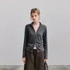 Suéter de malha minimalista, corte justo, com meio zíper, de frente aberta, para mulheres, nova coleção 2026