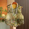 Calidad Garantizada: Chaleco Reversible de Primavera y Otoño Estilo Chino Nuevo Jacquard Brocado Song para Madres de Mediana Edad, Adelgazante y Elegante