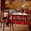 Mantel Navideño Impermeable a Prueba de Aceite Lavable Resistente al Calor Tapete de Mesa Rojo Festivo Atmósfera de Foto Navideña Cubierta para Mesa de Café