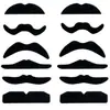 Vários Estilos de Barbas Postiças Adesivas Pretas, Adereços de Fantasia de Barba para Festas de Feriado, Bigode Realista, Fita Dupla Face, Bigode Pequeno
