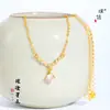 Collar con Borla de Diamante Único de Zircón Dorado Brillante de 24 Quilates del Mismo Estilo de la Tienda Dorada Puzuo, Versátil Elegante, Lujo Accesible, Cadena de Clavícula Súper Brillante para Mujeres