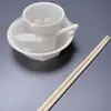 Juego de Cuatro Piezas de Vajilla Desechable de Cáscara de Arroz, Juego de Tazón y Palillos, Restaurante Banquete Camping Ecológico Biodegradable Espesado Grado Alimenticio