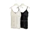 Conjunto de Pijama Sexy de Encaje Ondulado de Color Sólido Romántico Nuevo de Verano con Almohadillas en el Pecho para Mujer