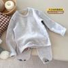 Nuevo Conjunto de Pijama de Doble Capa Espeso y Cálido de Terciopelo Celeste para Niños y Niñas, Color Sólido, Otoño e Invierno 2025