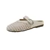 2025 Nuevo Estilo Sandalias Cerradas Tejidas Estilo Coreano para Mujer Zapatos Romanos Verano Casual Beige Versátil