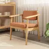 Cadeira de jantar estofada em madeira maciça nórdica, cadeira de lazer com braços estilo japonês, cadeira confortável para mesa de estudo, cadeira de maquiagem, cadeira para mesa de jantar