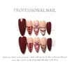 Adesivos de Unha YiheWine Florais Vermelhos Xadrez Vermelho Flor de Diamante, Luxo Leve, Efeito Clareador, Unhas Usáveis Puras Feitas à Mão