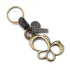 Llavero Retro de Aleación de Mariposa Cuerda de Cuero Tejida Colgante para Llave de Coche Accesorios Bronce Antiguo Regalo Creativo