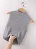 Chaleco de Punto Acanalado sin Mangas de Cuello Medio para Mujer, Corte Ajustado, Camiseta Base Adelgazante sin Mangas, Camiseta, Adecuado para Usar Debajo de un Traje