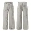 Pantalones Casuales de Lona Lavada Retro Perla Cleanfit para Hombres y Mujeres Pierna Recta Holgada Marca de Tendencia Pantalones de Pierna Ancha de Gama Alta