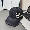 Gorra de béisbol de mezclilla lavada con letras bordadas para mujer, visera ancha, hace que la cara se vea más pequeña, gorra versátil tipo pico vintage para mujer