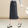 Nueva Falda Bodycon a Cuadros con Abertura para Mujer Otoño/Invierno 2026, Falda Retro de Longitud Media a la Moda y Elegante que Reduce la Edad, Tendencia