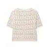 Exportación Transfronteriza Ropa de Mujer Otoño 2025 Estilo Europeo y Americano Cuello Redondo Manga Corta Hueco Color Puro Tejido Chaqueta para Mujer A36877