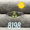 Anillo de Peridoto Natural de 5*7m Incrustado con Gema de Cristal Cortada en Cabujón Ovalado, Tamaño Ajustable, Suministro de Fábrica, Chapado en Oro