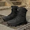 Outono e Inverno AliExpress Novo Estilo Botas Martin Cruzamento Camping Outdoor Botas Táticas Masculino Tamanho Grande 47 Sapatos de Caminhada Masculino Preto