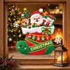 Decoración Navideña Adhesivo Estático Dibujo Animado Calcetín Navideño Papá Noel Puerta de Cristal Escaparate Atmósfera Festiva Pegatinas