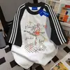 Camiseta de Manga Corta Estampado de Jarrón Retro Estilo Japonés Cityboy con Tres Rayas para Mujer Estilo Americano Algodón Puro Tops de Pareja de Alta Gama